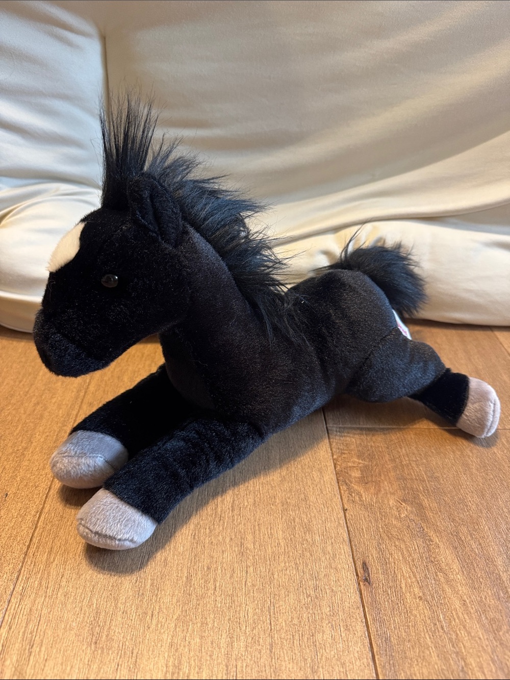 Black Plush Horse Stuffed Animal - Soft Cuddly Pony